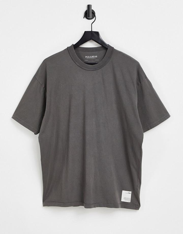 Pull & Bear Overdye T-shirt In Gray - Part Of A Set-grey