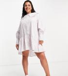 Neon Rose Plus Relaxed Mini Dress With Collar And Full Skirt In Pastel Zebra Print-purple
