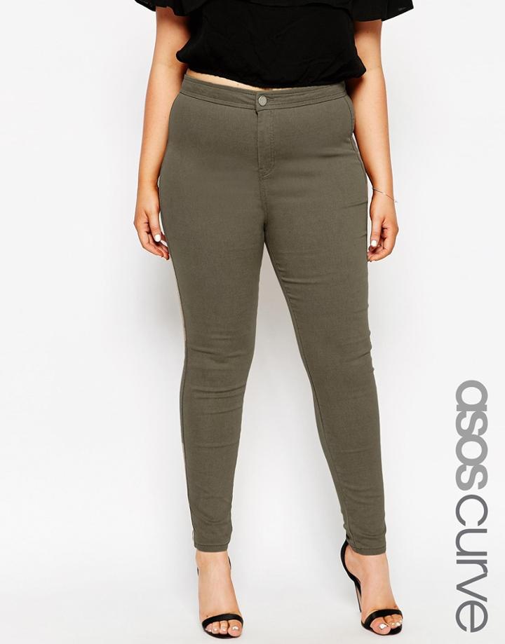 Asos Curve Rivington High Waisted Denim Jeggings In Walnut Brown Wash - Walnut Brown