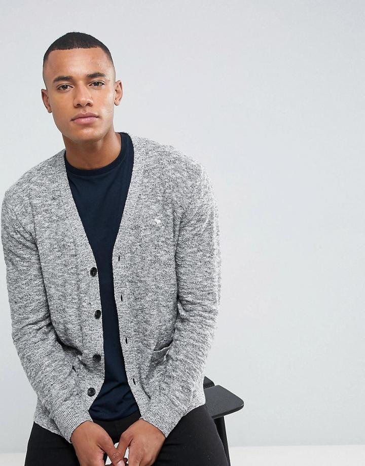 Abercrombie & Fitch Knit Cardigan Icon Logo In Med Gray - Gray
