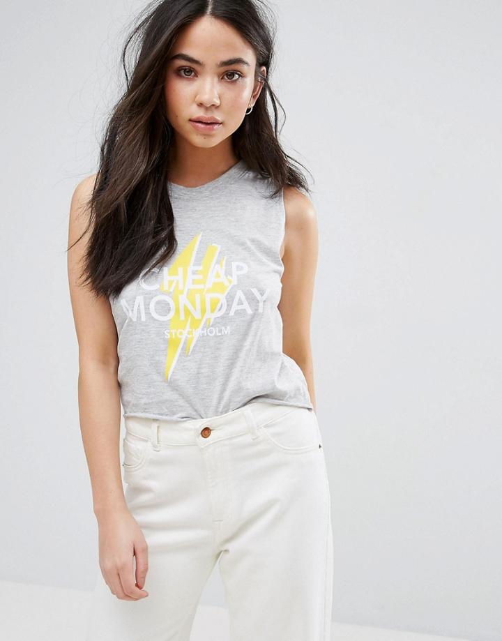 Cheap Monday Lightening Print Shield Tank - Gray