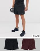 Asos 4505 Training Shorts In Mid Length With Quick Dry 2 Pack Save-multi
