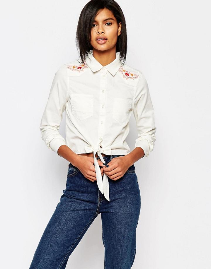 Vero Moda Western Embroidered Shirt - White