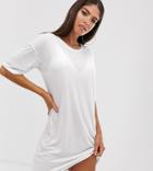 Noisy May Tall Back Logo T-shirt Dress - White
