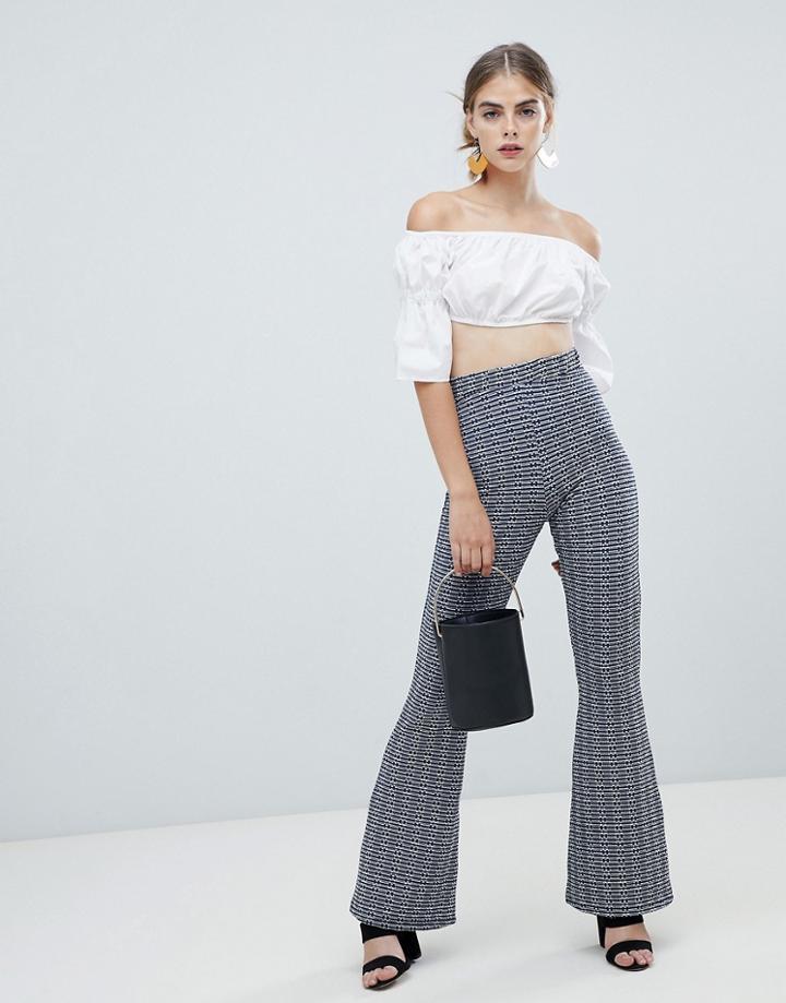 Asos Design 70s Geo Jacquard Flare Pants - Multi