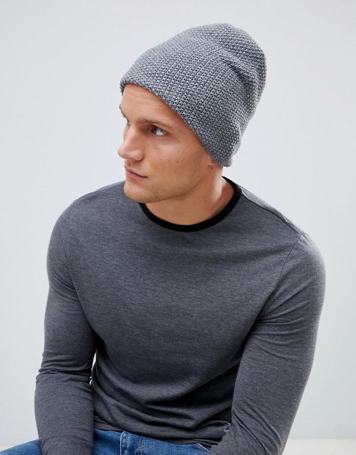Esprit Slouchy Beanie In Gray Waffle - Gray