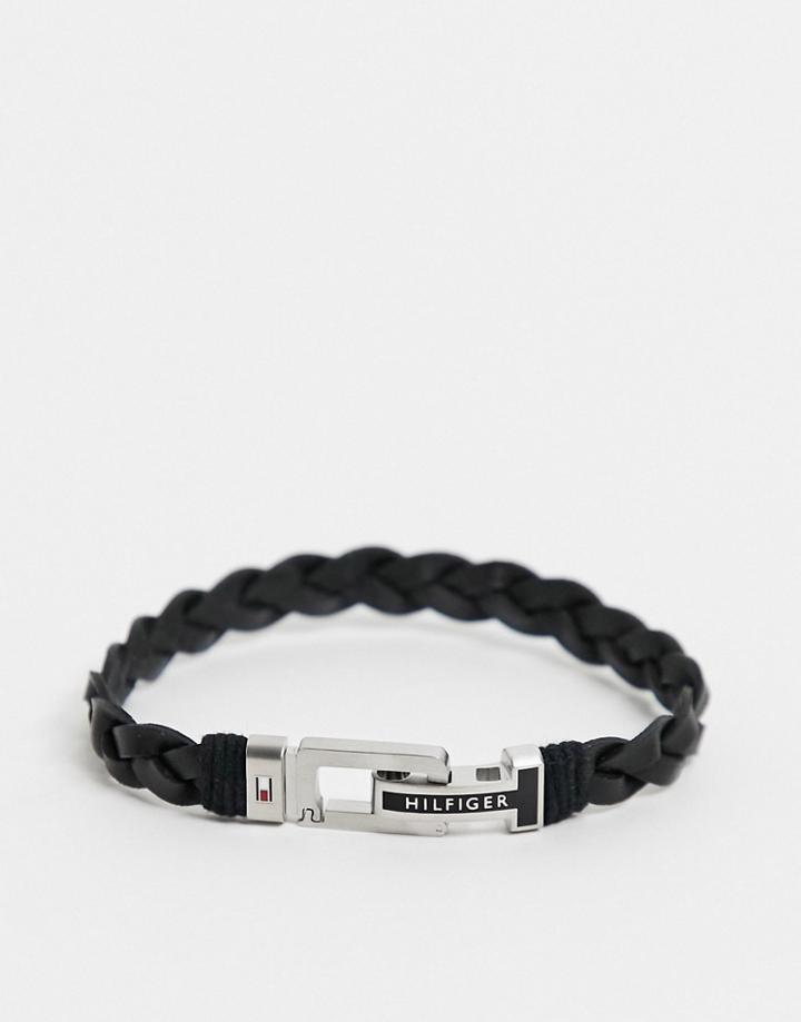 Tommy Hilfiger Mens Braided Bracelet In Black