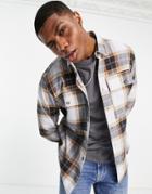 Topman Straight Hem Shirt In Blue And Black Check-multi