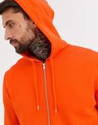 Asos Design Zip Up Hoodie In Orange