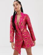 Nesavaali Jacqaurd Long Sleeve Fitted Blazer Dress