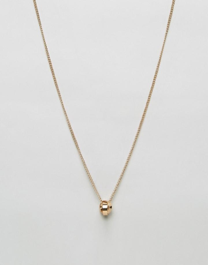 Asos Necklace With Trinity Ring Pendant - Gold