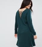 Junarose Long Sleeve Jersey Dress With Cross Back Detail - Green