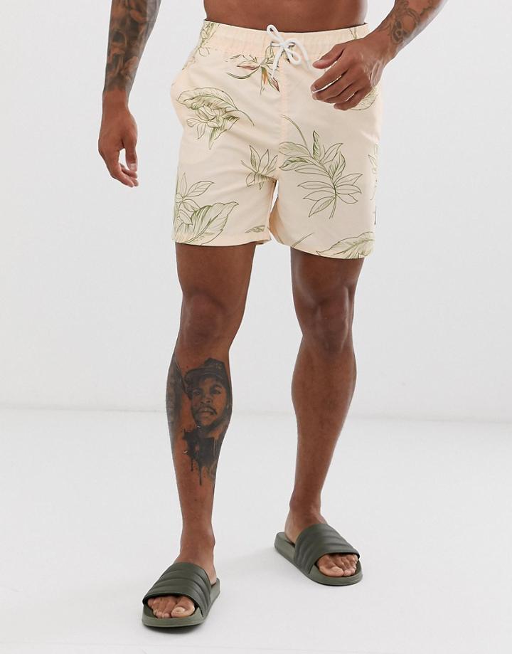 Bellfield Floral Print Swim Short-pink