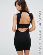 Asos Petite Sleeveless Bodycon Dress With High Neck & Open Strap Back - Black