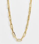 Asos Design Curve 14k Gold Plated Necklace In Square Link Chain