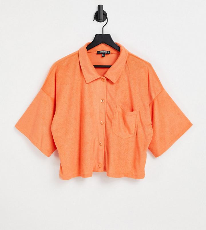 Missguided Plus Terry Shirt Cover Up In Orange - Part Of A Set
