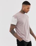Religion Loose Fit T-shirt With Bleach Arm Print In Dusty Pink - Pink