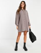 Urban Threads Oversized Shirt Dress In Plaid-multi