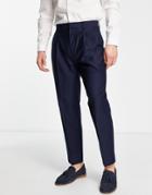 Harry Brown Pleated Smart Pants In Navy