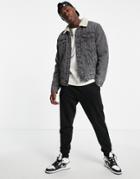 Only & Sons Borg Lined Denim Jacket In Gray-grey
