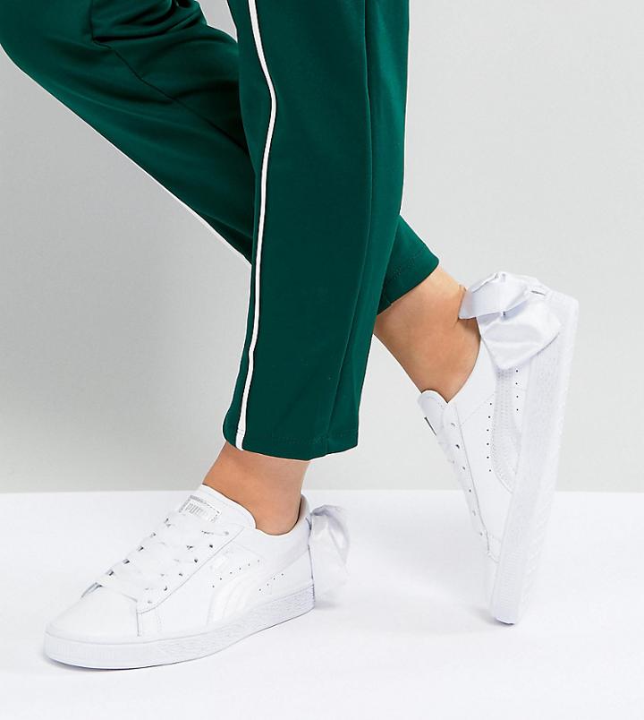 Puma Suede Bow Sneakers In White - White