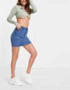 Missguided Super Stretch Denim Mini Skirt In Stone-neutral