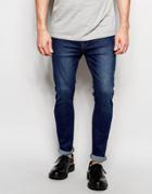 Dr Denim Jeans Leon Drop Crotch Skinny Tapered Fit Dark Stone - Dark Stone Wash