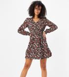 New Look Tall Belted Tea Dress In Floral Print-black