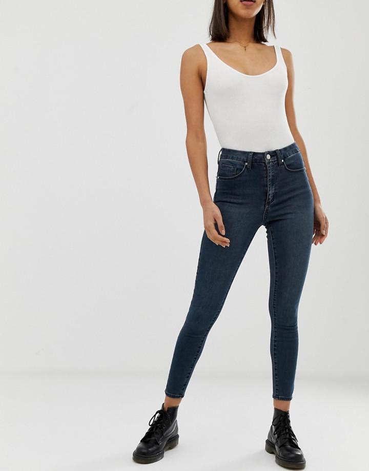Asos Design 'sculpt Me' High Waisted Premium Jeans In London Blue