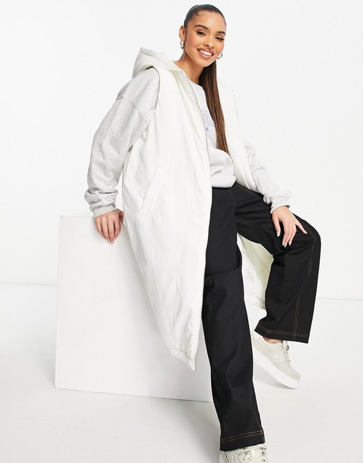 Na-kd Oversized Padded Vest With Hood In Off White