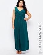 Goddiva Plus Maxi Dress With Wrap Front - Teal