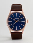 Nixon A105 Sentry Leather Watch In Brown - Brown