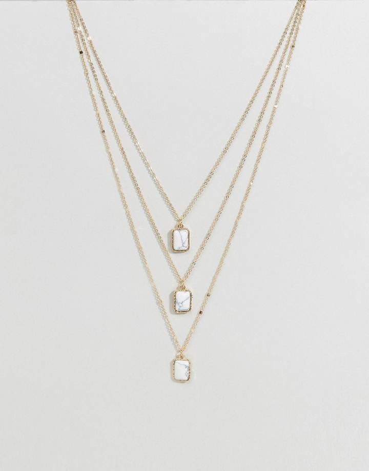 Ashiana Triple Layered Stone Necklace - Gold