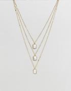 Ashiana Triple Layered Stone Necklace - Gold