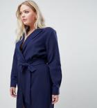 Unique 21 Hero Tailored Belted Wrap Dress-navy