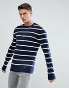 Hugo Bretton Stripe Sweater In Navy - Navy