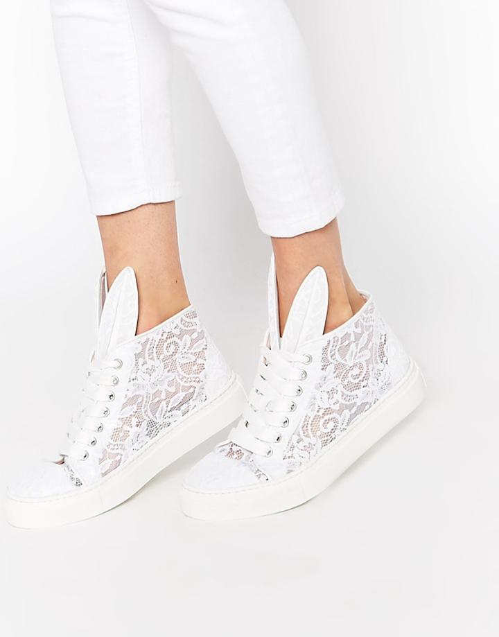 Minna Parikka White Sheer Lace High Top Sneakers - White