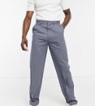 Asos Design Tall Wide Leg Smart Pants In Gray Herringbone-grey