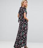 Asos Tall Maxi Dress With Deconstructed Back In Floral Print