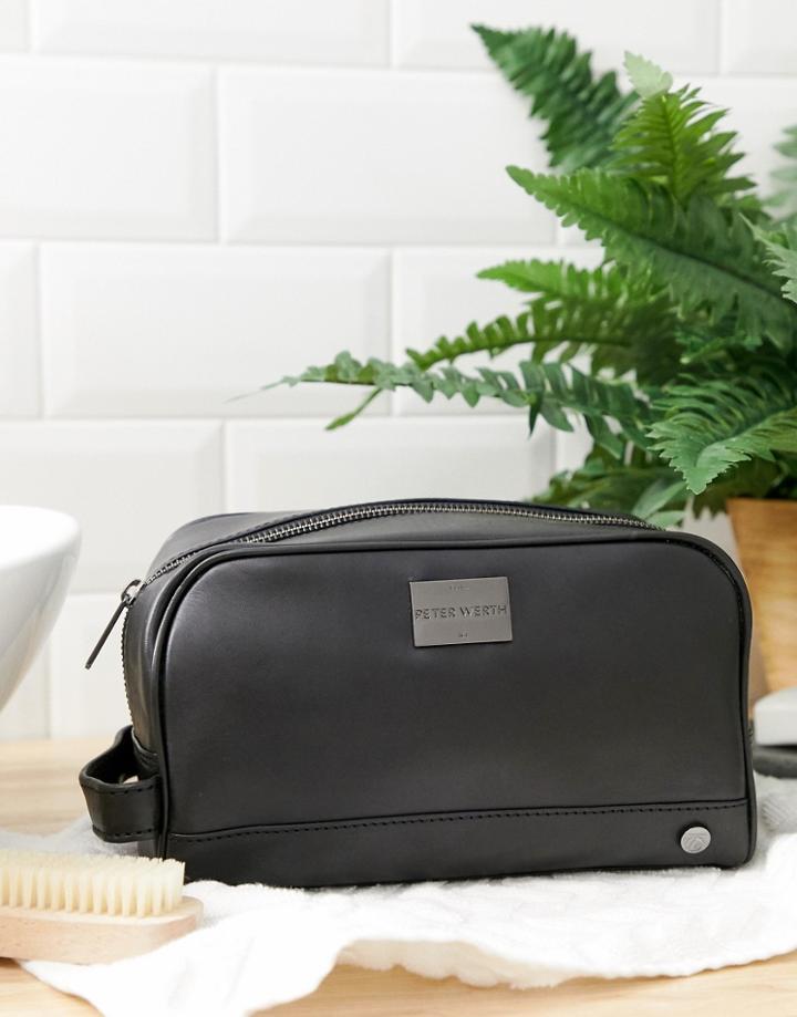Peter Werth Jett Leather Toiletry Bag - Black