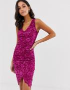 City Goddess Scalloped Hem Lace Midi Dress - Pink