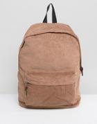 Asos Backpack In Brown Cord - Brown