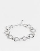 Asos Design Chain Bracelet With Ice Crystals In Silver Tone