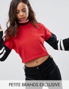 Missguided Petite Cropped Contrast Sweater - Red
