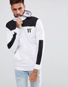 11 Degrees Track Zip Through Hoodie In White - White