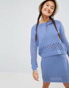 Asos Co-ord Sweater With Pointelle Stitch Detail - Blue