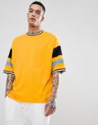 Asos Design Oversized T-shirt With Color Blocking In Yellow
