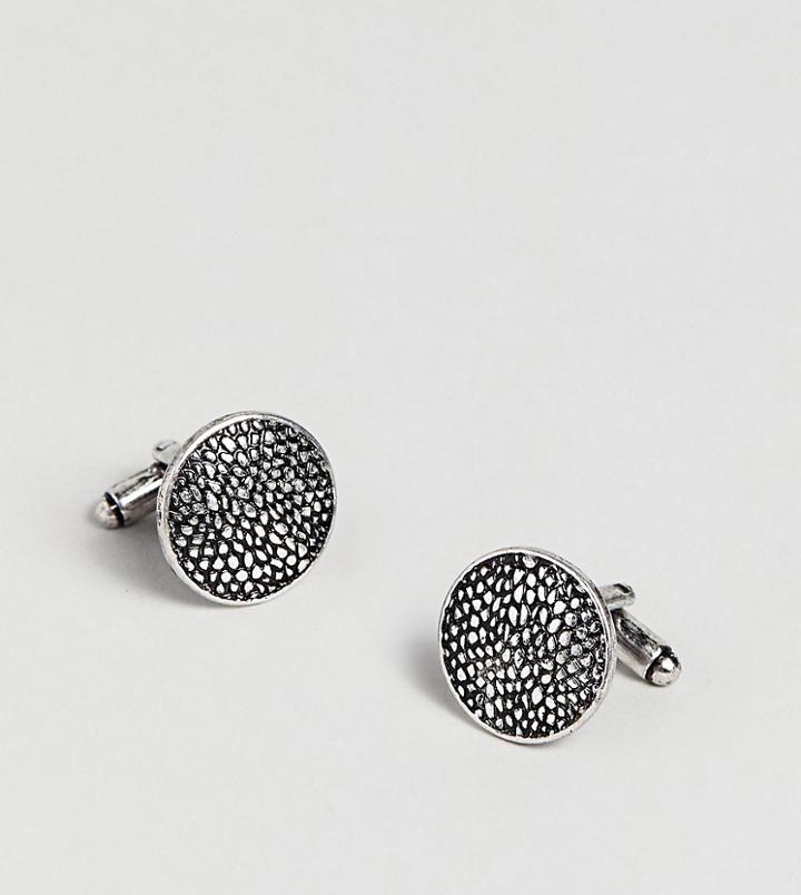 Reclaimed Vintage Inspired Detailed Circle Cufflinks In Silver Exclusive To Asos - Silver