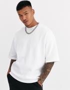 Asos Design Short Sleeve Oversized Sweatshirt In White