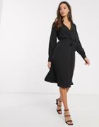 Vero Moda Wrap Midi Dress In Black